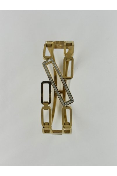 stainless steell Steel Cross Patterned Gold Handcuff Bracelet