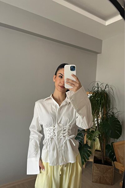 Neslion Butik Beyaz İpli Gömlek