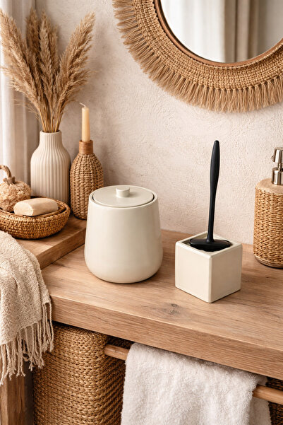 Zigzag Home Διακοσμητικό σετ μπάνιου σε στυλ Bohemian, κάδος απορριμμάτων 4 λ...