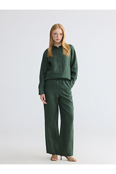 LC Waikiki Nevavm Women's Linen Trousers with Elastic Waist