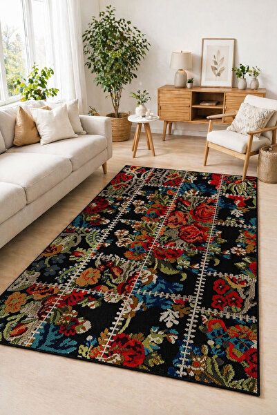Digital Anti-Slip Washable Floral Vintage Patchwork Living Room Rug Kitchen Rug Runner