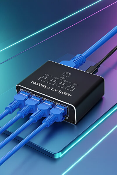 ThenTech 1000Mbps Gigabit Internet Çoğaltıcı 4 Port Ethernet Dağıtıcı Splitter Metal Kasa Ağ Çoklayıcı
