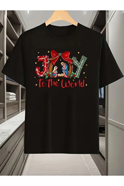 yiou trendy clothing تي شيرت رجالي مطبوع عليه حروف JOY لعيد الميلاد، بعبارة "...