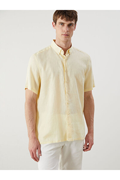 LC Waikiki Nevavm Regular Fit Short Sleeve 100% Linen Men's Shirt with Differ...