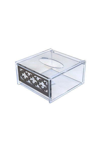 Generic (Unbranded) Square Clear Acrylic Tissue Box with Pattern