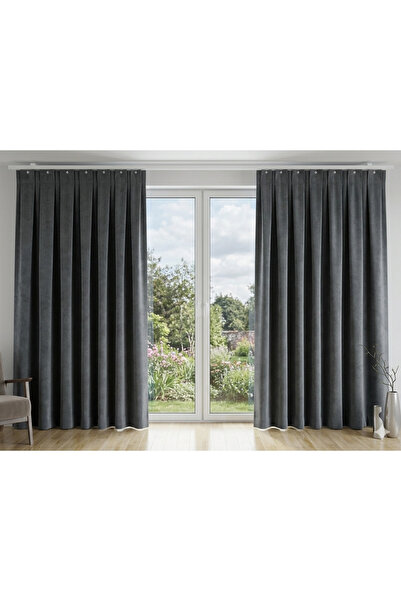 Karesi Kuzucuk Home Gri fon perde seyrek pile en 70 boy 2.50 iki kanat