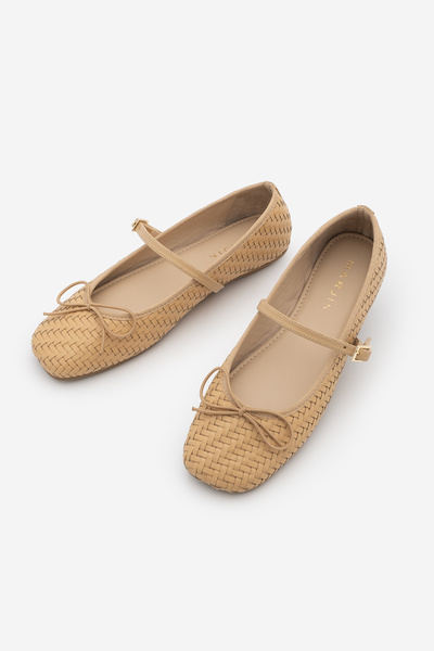 Marjin Γυναικείο πλεκτό μοτίβο με λεπτομέρεια φιόγκου και λουράκια, στυλ Mary...