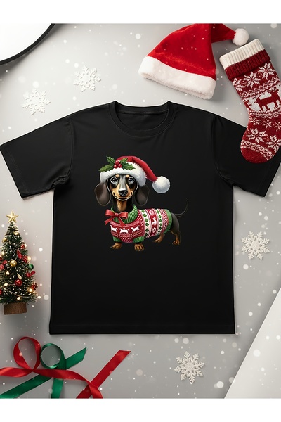 yiou trendy clothing تي شيرت رجالي أسود بأكمام قصيرة مع نمط كلب داشهند لطيف ل...