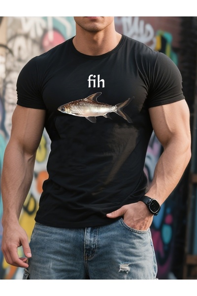yiou trendy clothing تي شيرت Fhi fish emoji - تي شيرت برسومات ممتعة وساخرة
