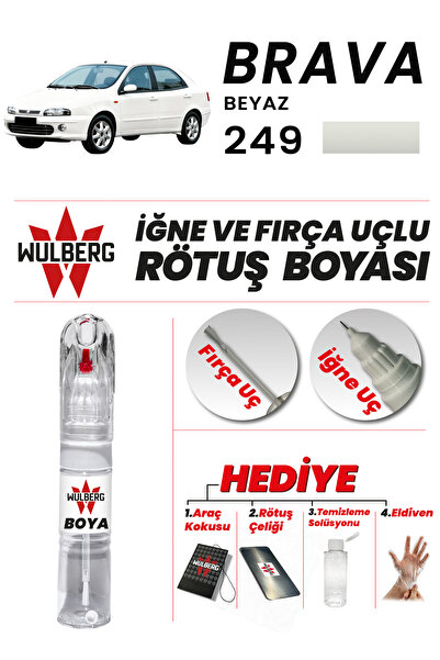 Wulberg Fiat Brava Beyaz 249 Rötuş Boya 25 ml İğne & Fırça Uçlu Kalıcı Çizik ...