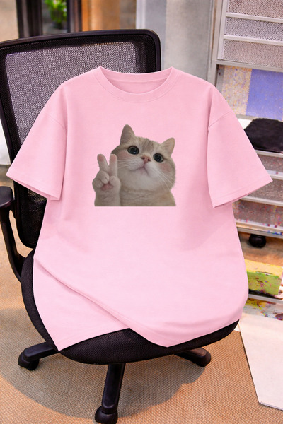 LORVEX Tricou supradimensionat pentru copii și adolescenți, 100% bumbac, impr...