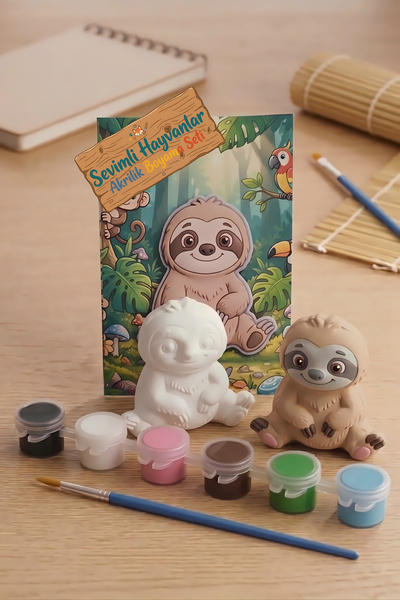 CALLWOOD 3D Tembel Hayvan Figür Sevimli Hayvanlar Akrilik Boyama Seti - Eğlen...