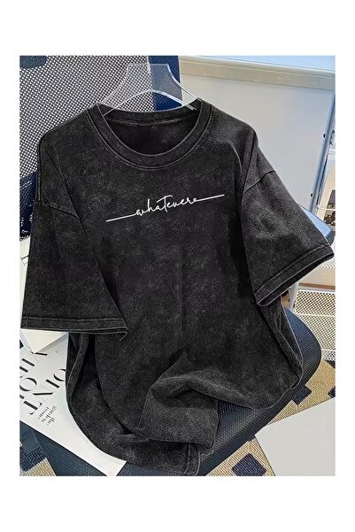 LAND MODA Εκτυπωμένο, πλενόμενο, υπερμεγέθη μπλουζάκι Unisex Vintage Άνετη εφ...