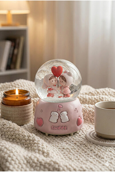 House Bird Müzikli Püskürtmeli ve Işıklı Sweet Love Serisi - Kalp Balonlu Rom...