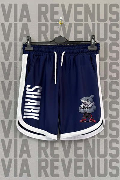 Vordevia Σορτς προπόνησης γυμναστικής SHARK με στάμπα Unisex Retro Varsity