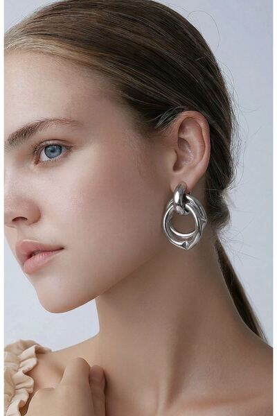 Monalisa Home Figured Silver Color Special Design Earrings