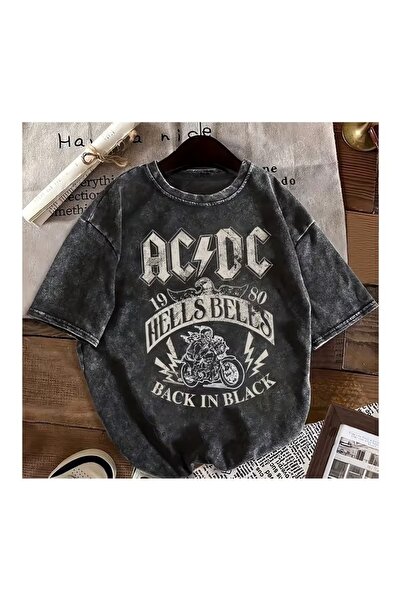 LAND MODA Εκτυπωμένο, πλενόμενο, υπερμεγέθη μπλουζάκι Unisex Vintage Άνετη εφ...