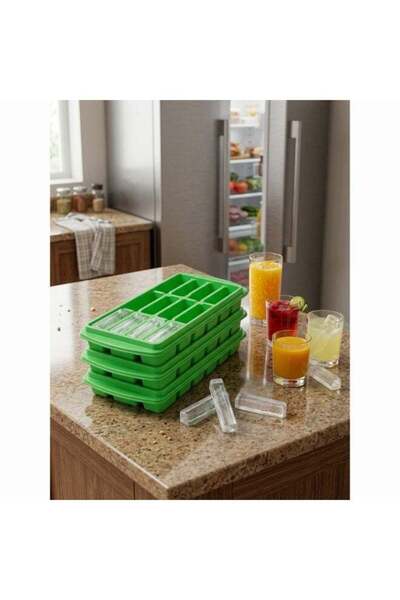 Generic Plastic Ice Cube Tray Set 3 Pieces