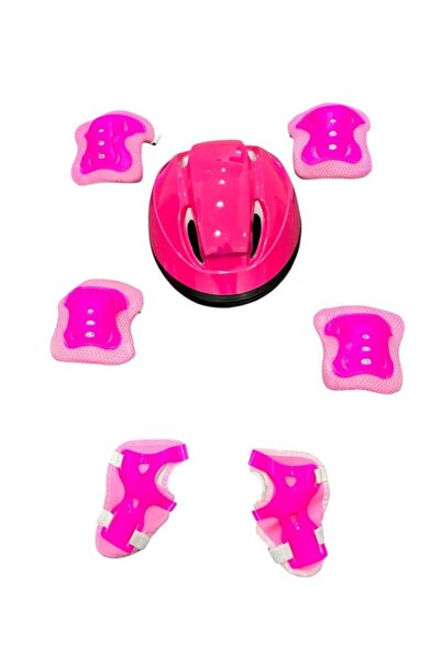 NW NessiWorld Bisiklet Kaykay Paten Çocuk Kaskı Ve Dizlik Set PEMPE/PEMBE