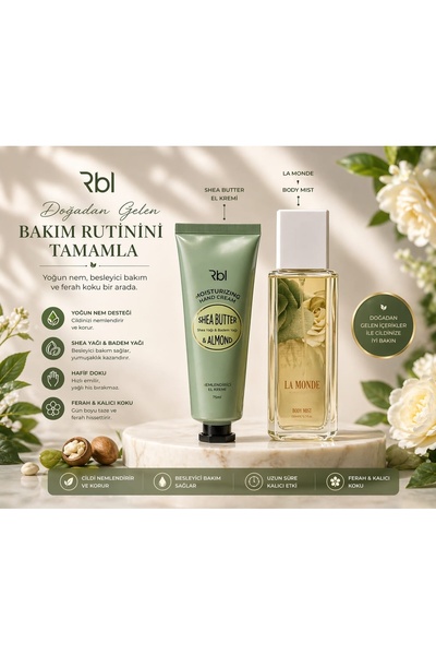 RBL Shea Butter & Almond El Kremi 75ml ve La Monde Sense Kadın Vücut Spreyi 1...