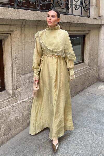 ASEDE Εισαγόμενο φόρεμα Aller Premium με δαντέλα και ζώνη