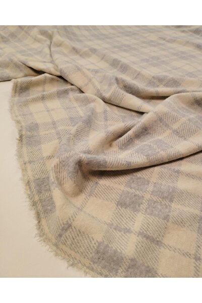 Kumaş Parça Γκρι Καρό Ζακάρ Πλεκτό Ύφασμα, Μαλακό Ελαστικό Ύφασμα για Φορέματ...