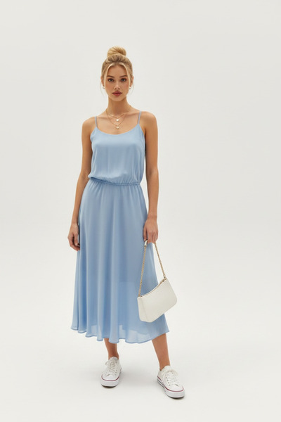 Pitti Women's Baby Blue Crepe Chiffon Strap Dress 51017