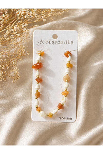 BERF JEWELLERY Orange Sea Shell Anklet