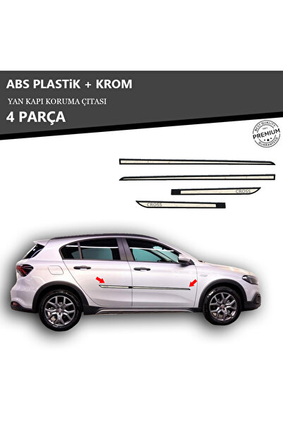 KromGaraj FIAT EGEA CROSS HB - SW YAN KAPI KORUMA ÇITASI PLASTİK + KROM