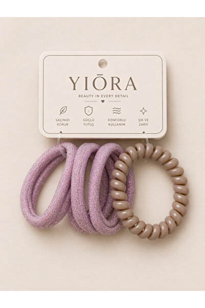 yiora Ασημί λαστιχάκι και κούμπωμα καλωδίου 4 τεμαχίων που δεν σπάει τα μαλλι...