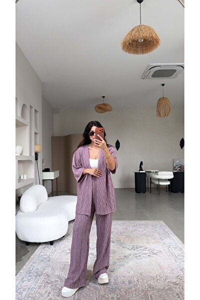 Buket Teke Σετ με λιλά μπουφάν με υφή