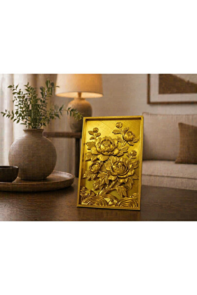 Freya Feng Shui Altın Şakayık Çiçeği Tablosu Aşk, Bolluk ve Şans Sembolü
