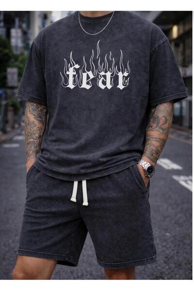 DİVİN UNISEX Σετ μπλουζάκι και σορτς με στάμπα oversize