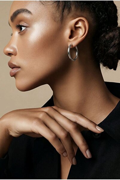 Monalisa Home 3 cm Diameter Silver Color Hoop Earrings with Dangle