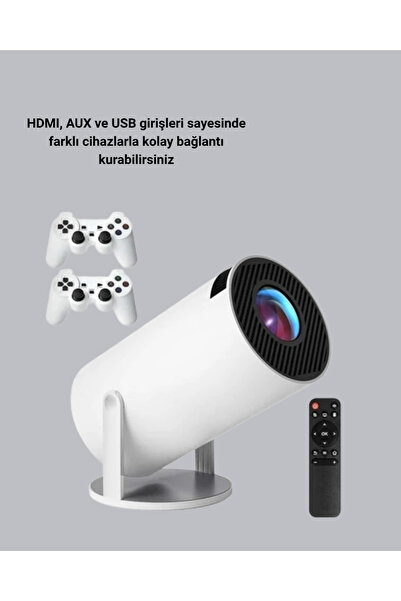 ZERO LAND ZENGEMTX 4K Wi-Fi 6 Projeksiyon – 10.000+ Oyun Desteği, Kablosuz Ba...