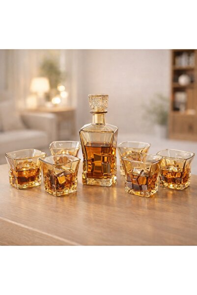 velve Σετ δώρου ουίσκι Amber Cube με διακουτσουρωτήρα και 6 ποτήρια, μοντέρνο...