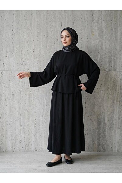 Naknaku Back Zipper Skirt Suit - Black