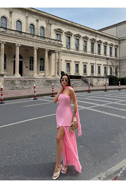 asyadabutik Γυναικείο φόρεμα αποφοίτησης από τούλι με λεπτομέρειες σε στυλ φο...