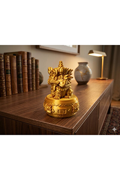 Freya Feng Shui Altın Aslan Koruyucu Figürü Güç Şans ve Bolluk Enerji Sembolü