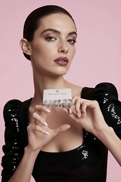 Monalisa Home 3 Pairs Shaped Small Steel Hoop Earrings