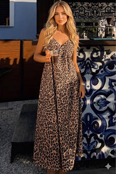 Modayakamoz Noul sezon Rochie confortabilă de vară din jerseu cu imprimeu leo...