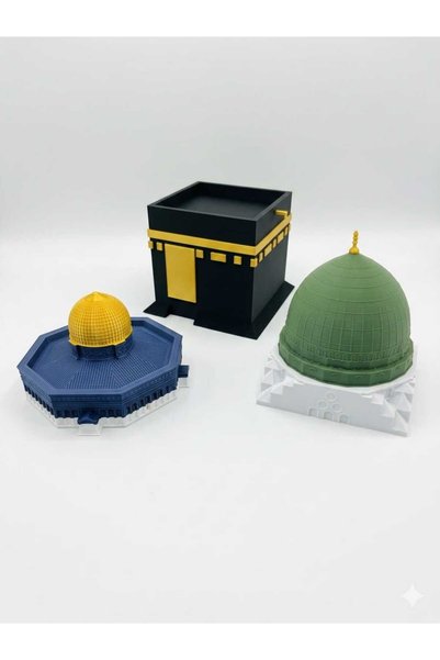 Abundix3Dstudio 3'lü İslami Mimari Dekoratif Set-Kabe,Mescid-i Nebevi ve Kubb...