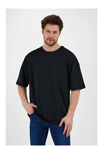CLASSY.MODA Unisex Μαύρο μπλουζάκι με στάμπα oversize Streetwear Άνετη εφαρμο...