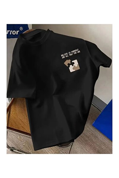 CLASSY.MODA Unisex Μαύρο μπλουζάκι με στάμπα oversize Streetwear Άνετη εφαρμο...