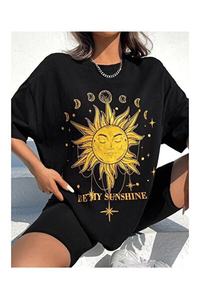 CLASSY.MODA Unisex Μαύρο μπλουζάκι με στάμπα oversize Streetwear Άνετη εφαρμο...