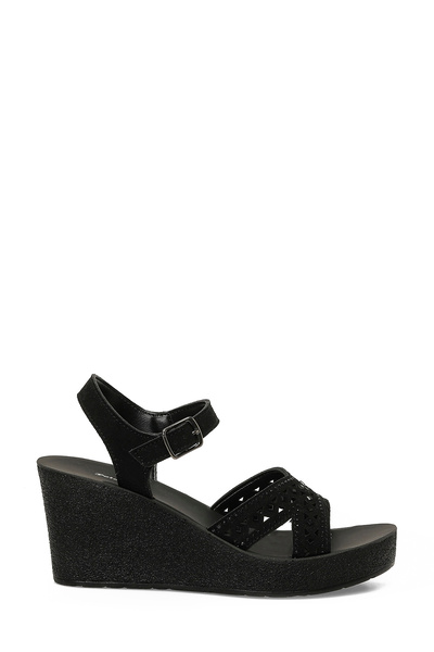 Polaris 409103.Z Μαύρα γυναικεία πέδιλα με τακούνι