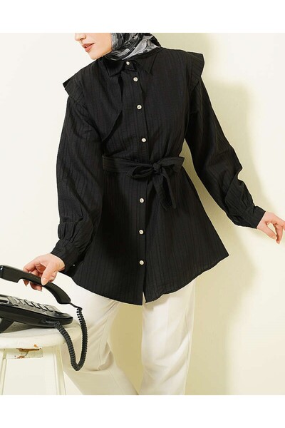 Lavanta Tekstil Πουκάμισο με ανάγλυφα πέτρινα κουμπιά