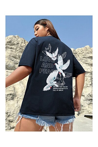 CLASSY.MODA Unisex Μαύρο μπλουζάκι με στάμπα oversize Streetwear Άνετη εφαρμο...