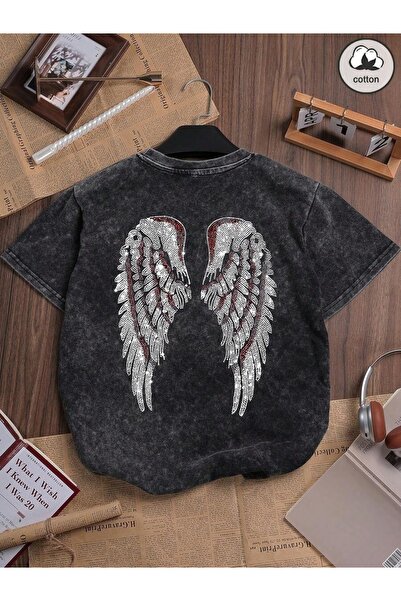 CLASSY.MODA Unisex Μαύρο μπλουζάκι με στάμπα oversize Streetwear Άνετη εφαρμο...