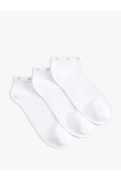 Koton Βαμβακερό σετ 3 κάλτσες-μποτάκια με λεπτομέρεια καρδιάς